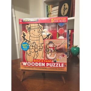 NEW! Colorful "Snowman"Build Real Wood  Puzzle Paint Set Christmas  Made by Me
